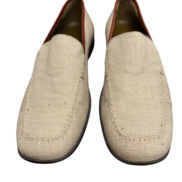 DONALD PLINER Sport Nadia Natural Beige Canvas and Leather Driving Loafer Sz 8 N - Picture 2 of 11